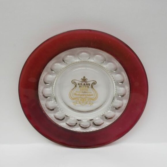 Indiana Glass Ruby Flashed KINGS CROWN 8 1/4 In GLASS DAYS 1975, Dunkirk, Plate - Picture 3 of 5